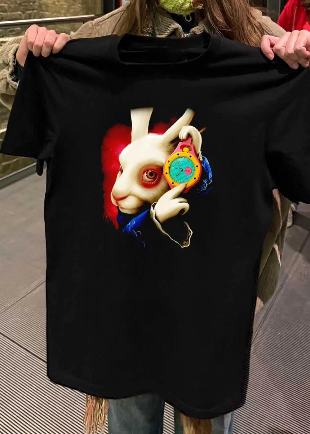 Alice In Wonderland White Rabbit With Colorful Pocket Watch T-Shirt