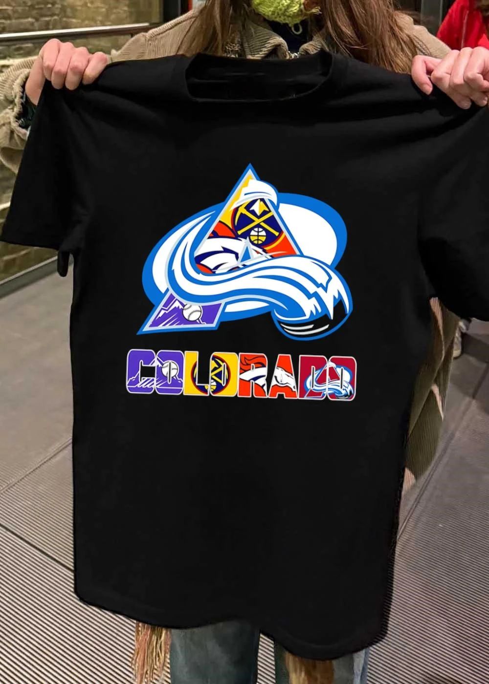 Colorado Avalanche Nuggets Broncos Rockies Logo And Wordmark T-Shirt