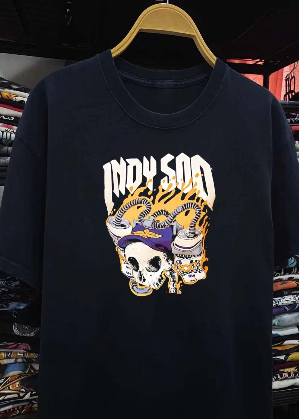 Indy 500 Skull Wearing Cap Drinking Beer shirt