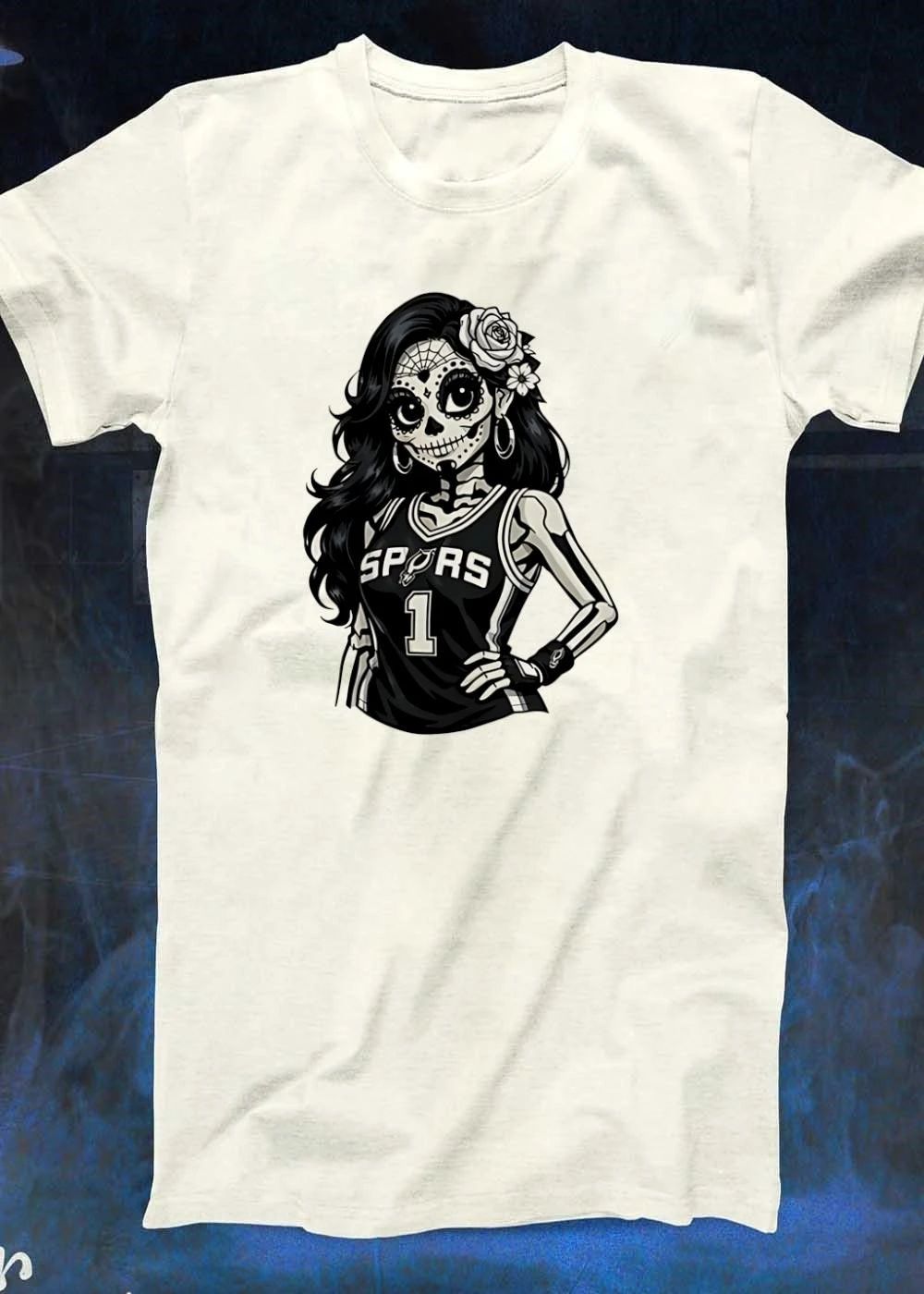 Spurs 1 Sugar Skull Skeleton Girl Basketball shirt