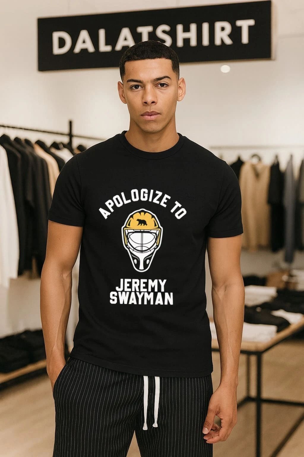 Apologize To Jeremy Swayman Boston Hockey Goal Mask shirt