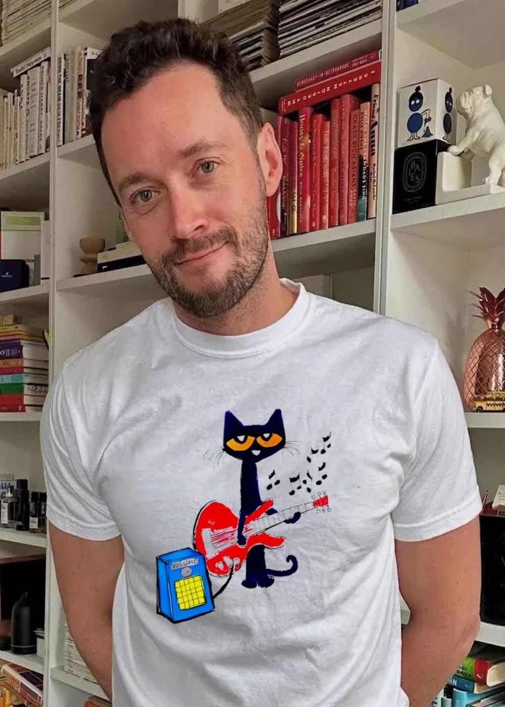 Pete The Cat Playing Red Guitar Volume Music shirt