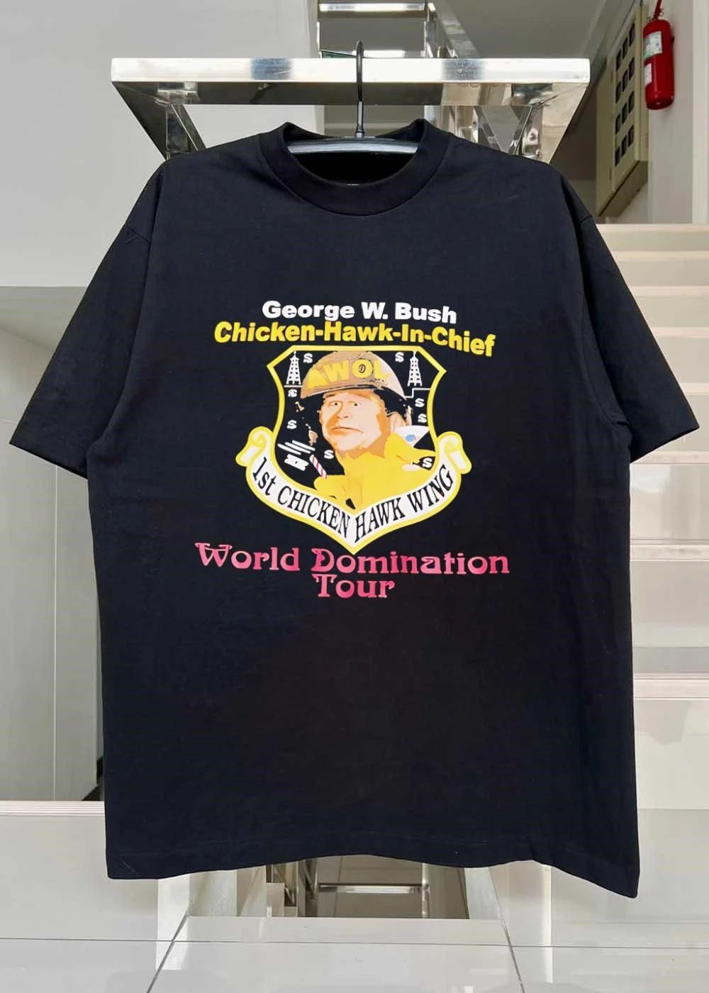 George W. Bush Chicken-Hawk-In-Chief Awol 1st Chicken Hawk Wing World Domination Tour T-Shirt