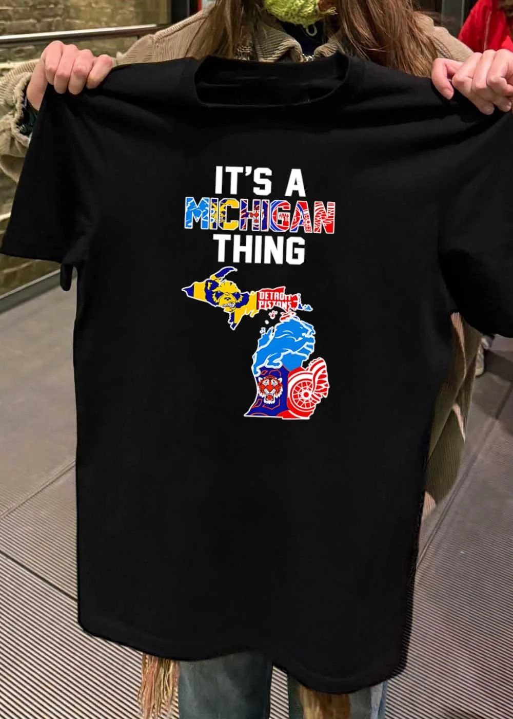 It’s A Michigan Thing Sports Teams Map Logos T-Shirt