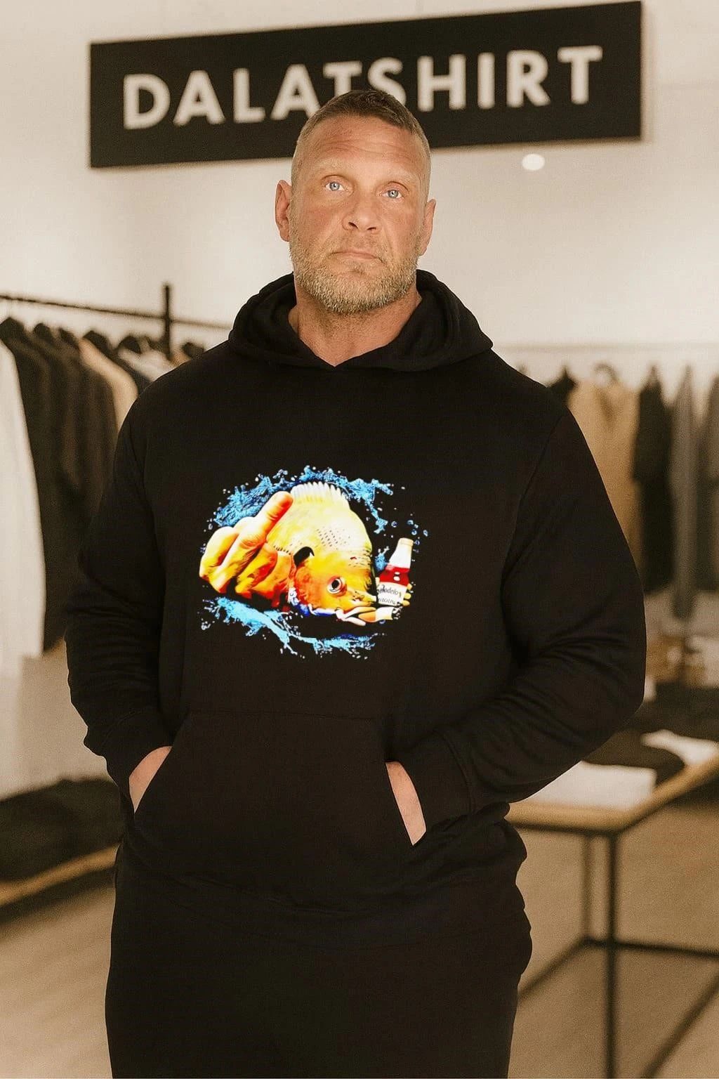 Fish Giving Middle Finger Smoking And Holding Modelo Beer shirt