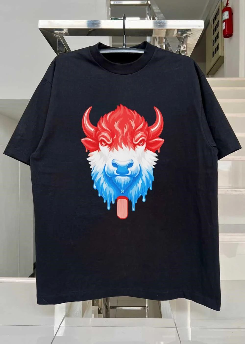 Red White Blue Melting Buffalo Popsicle T-Shirt