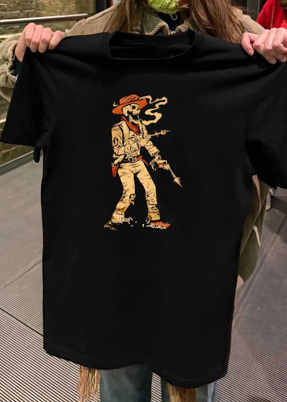 Skeleton Cowboy Smoking Hat Pierced Smoking Guns shirt