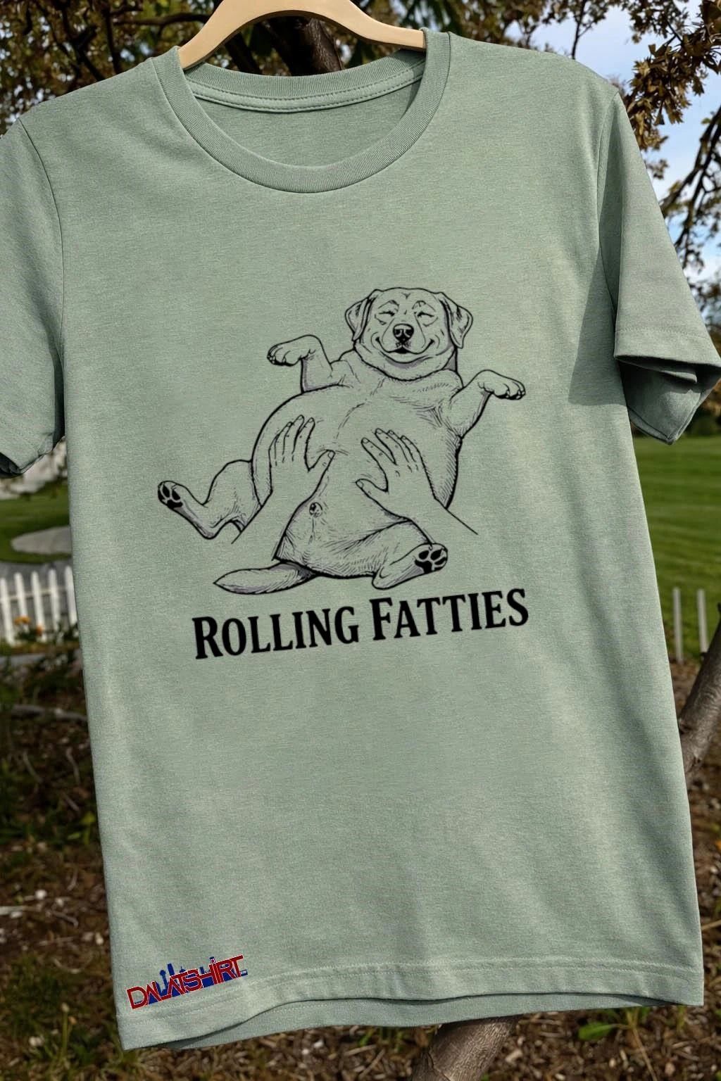 Rolling Fatties Happy Fat Dog Belly Rub Illustration shirt