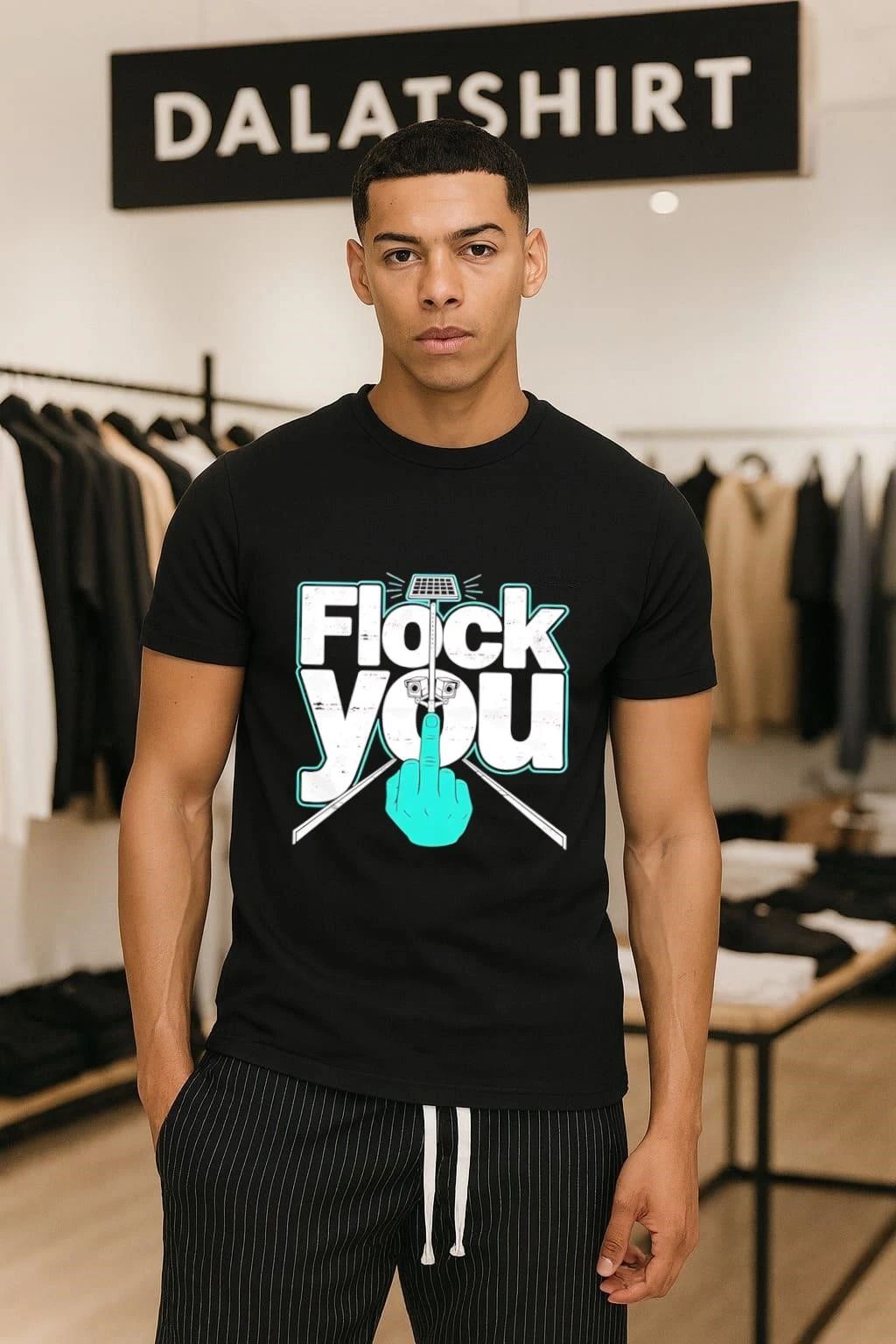 Flock You Solar Power Surveillance Camera Middle Finger shirt