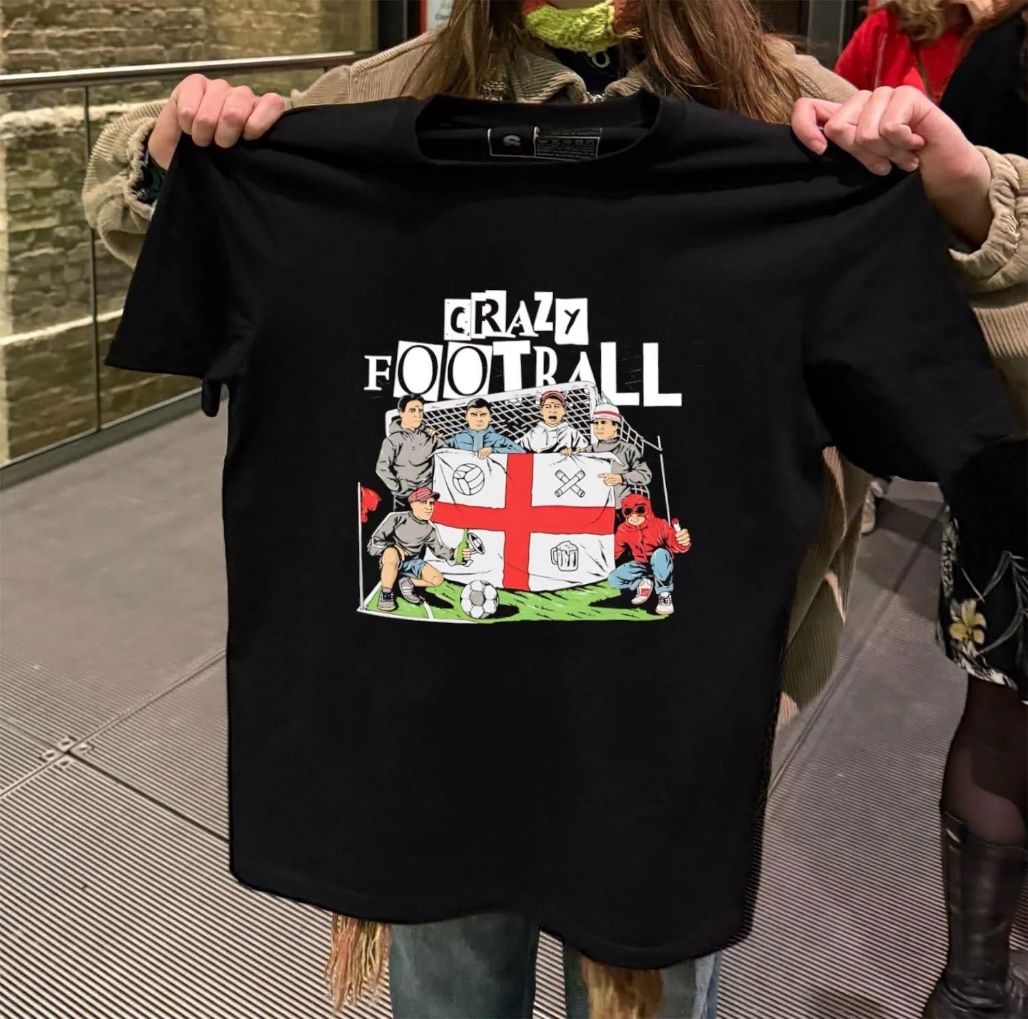 Crazy Football England Flag Fans Soccer Goal Field shirt