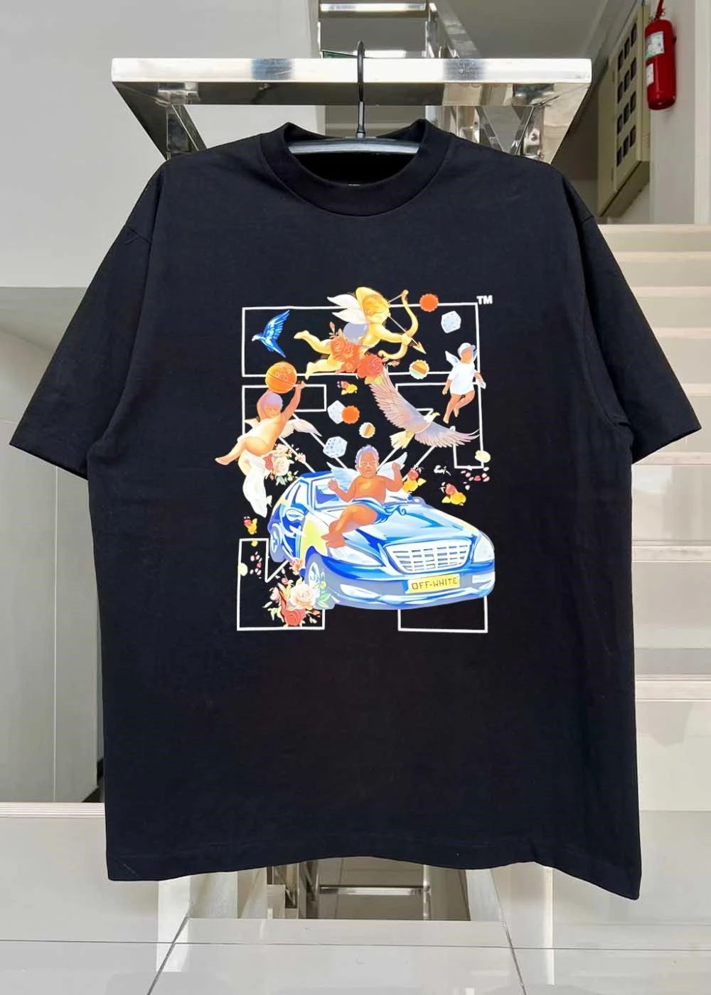 Off-White Cherubs Car Eagle Basketball T-Shirt