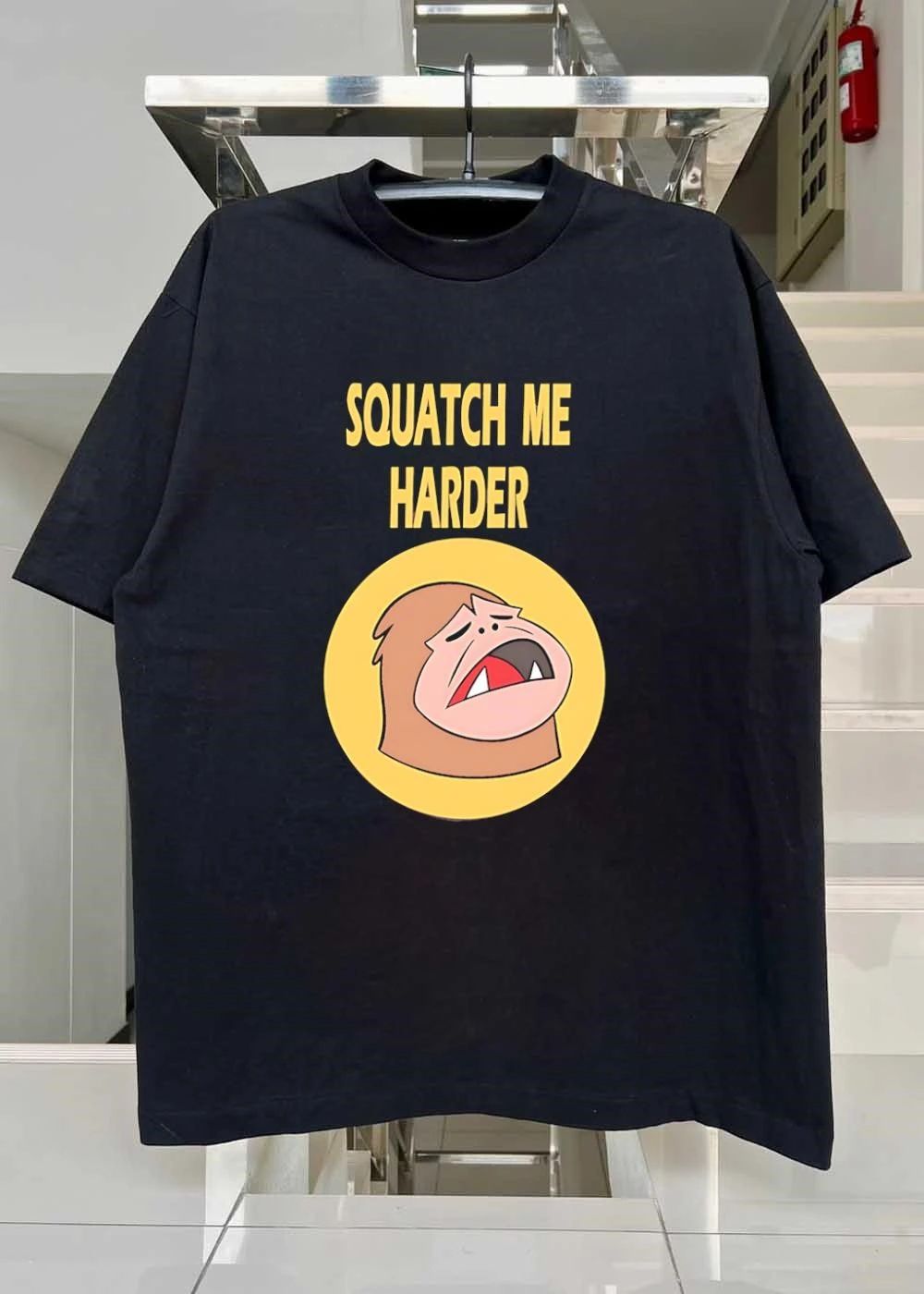 Squatch Me Harder Yellow Circle Angry Bigfoot shirt
