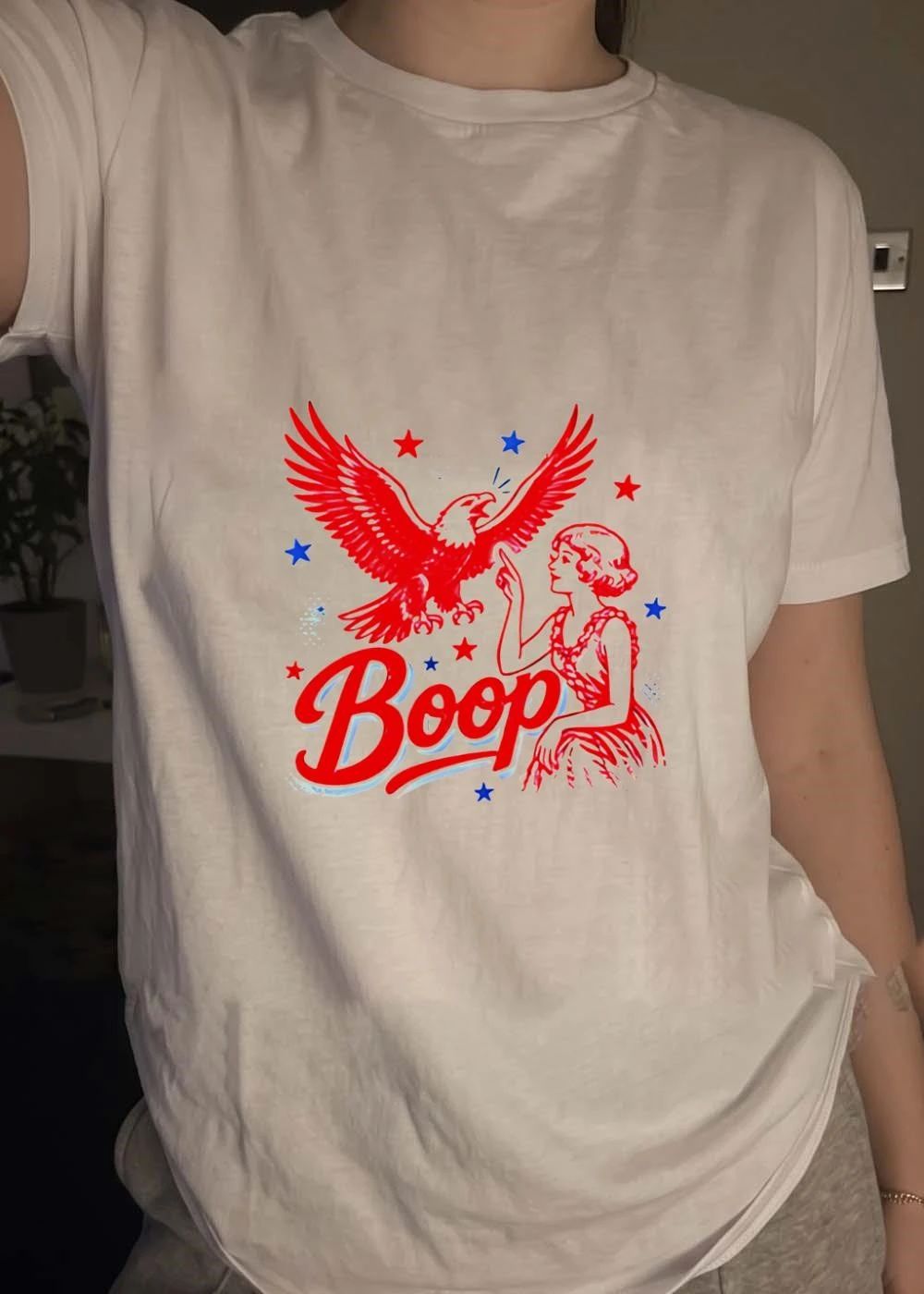 Boop Woman Eagle Retro Stars T-Shirt
