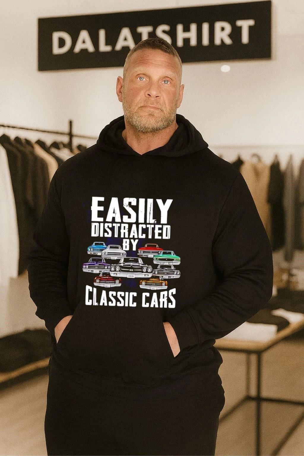 Easily distracted by cavale 1970 classic cars shirt