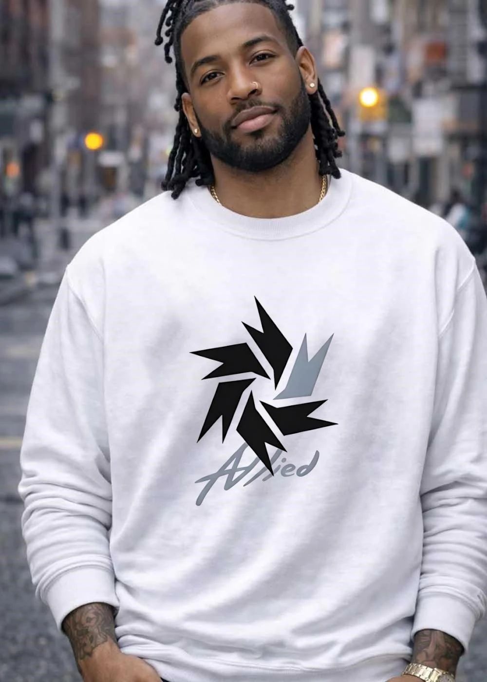 Allied Black And Gray Stylized Star Graphic T-Shirt