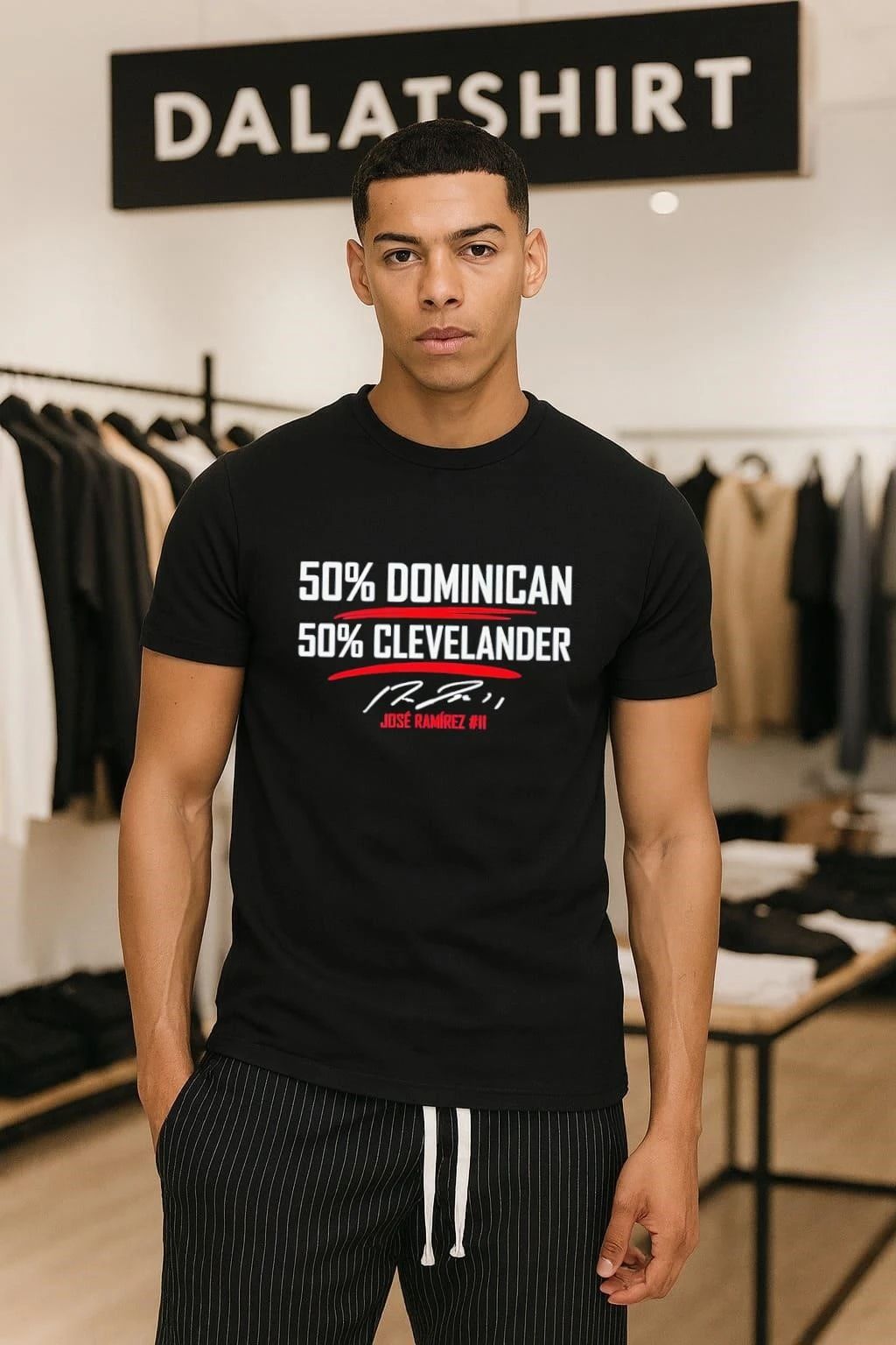 50% Dominican 50% Clevelander José Ramírez Cleveland Guardians shirt