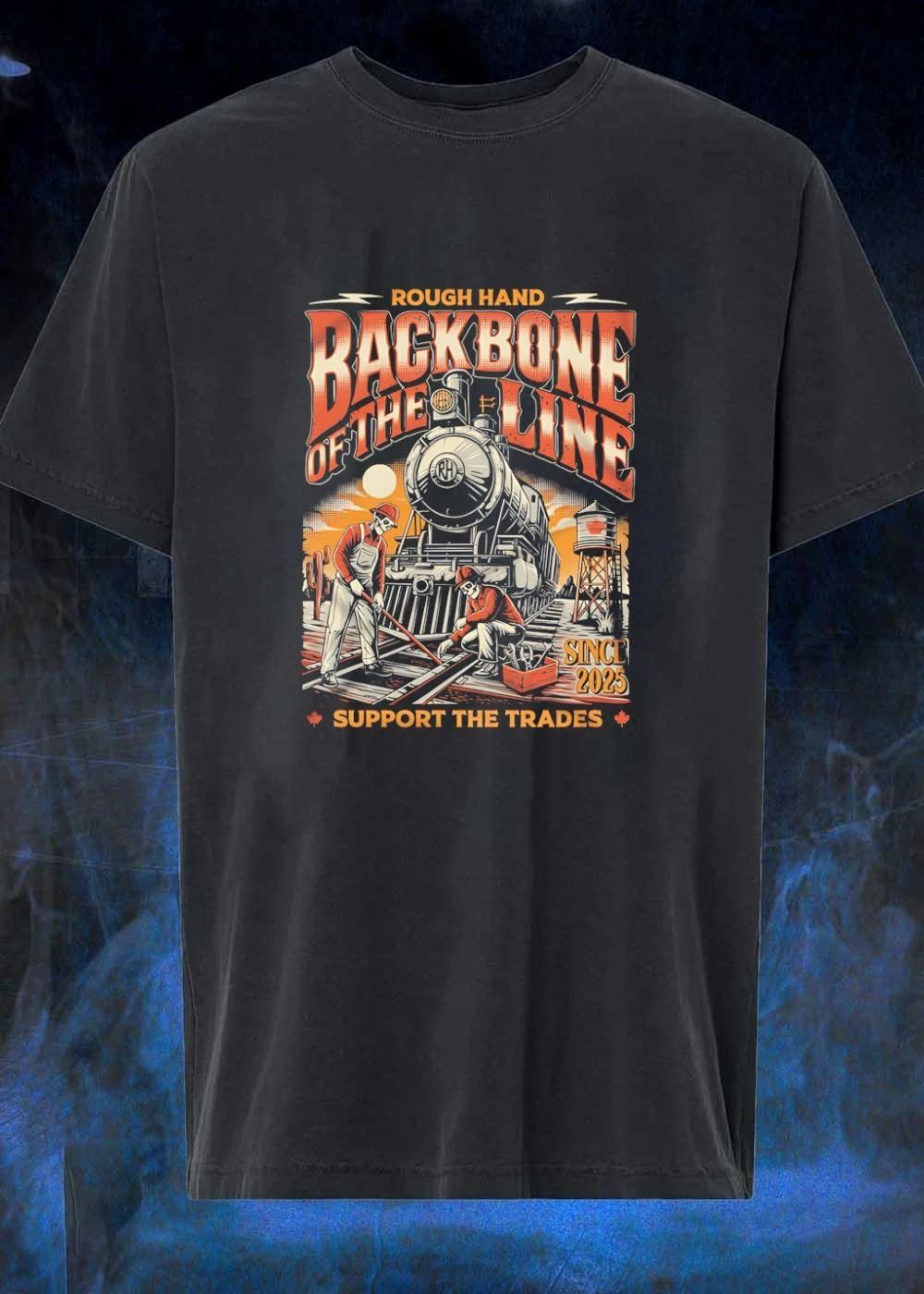 Rough Hand Backbone Of The Line Skeleton Railway Trades T-Shirt