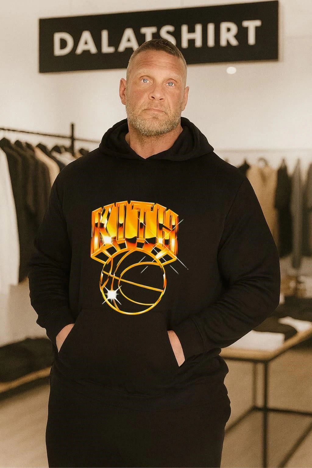Kith Gold 3D Chrome Text Basketball Graphic shirt