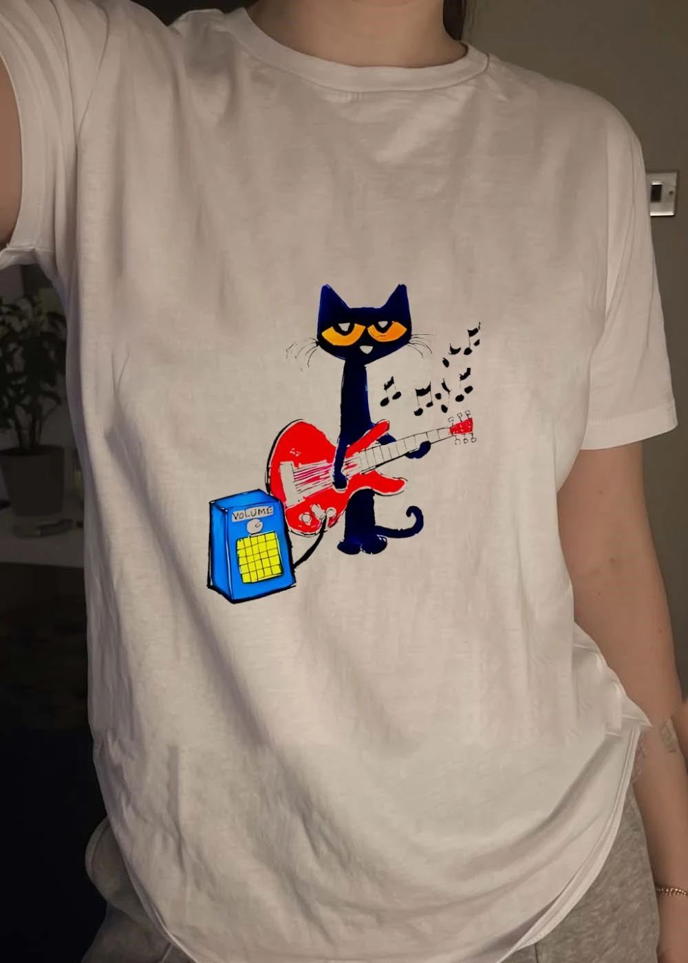 Pete The Cat Playing Red Guitar Volume Music shirt