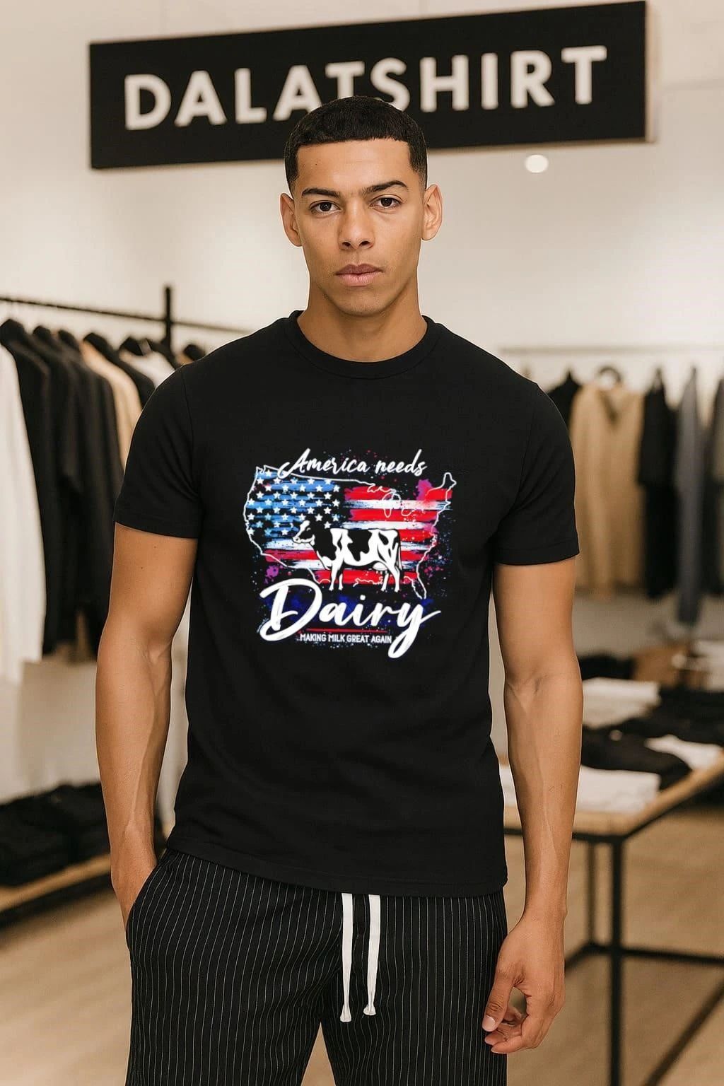 America Needs Dairy Making Milk Great Again Cow Flag shirt