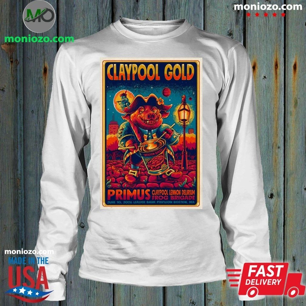 Original Primus Claypool Gold Tour Boston MA 6 10 2026 Poster Shirt