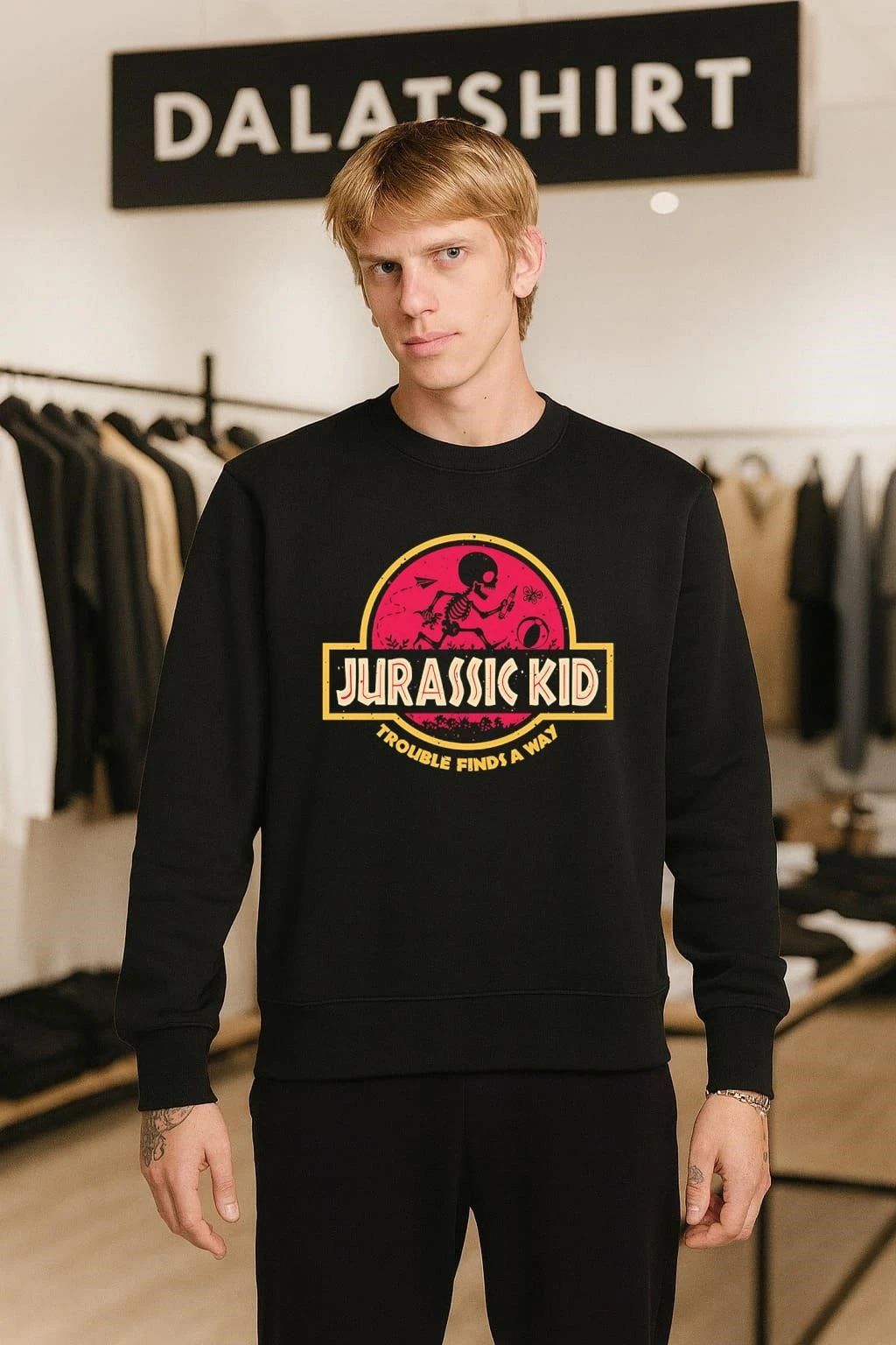 Jurassic Kid Trouble Finds A Way Skeleton Dinosaur shirt