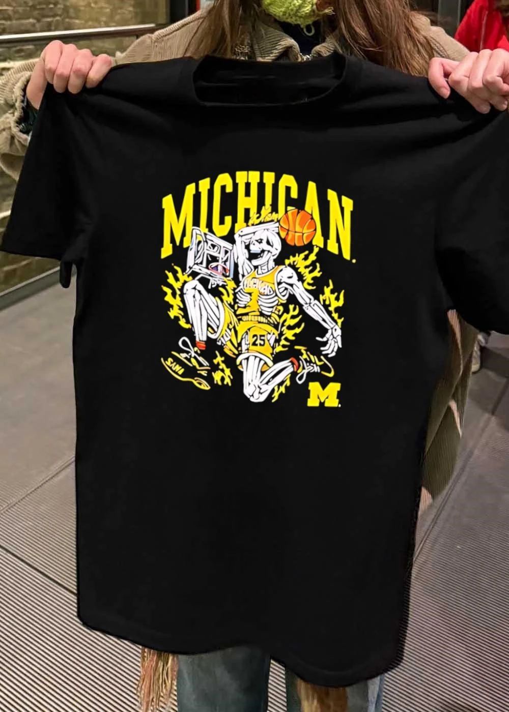 Michigan Wolverines men’s basketball skeleton 25 player shirt