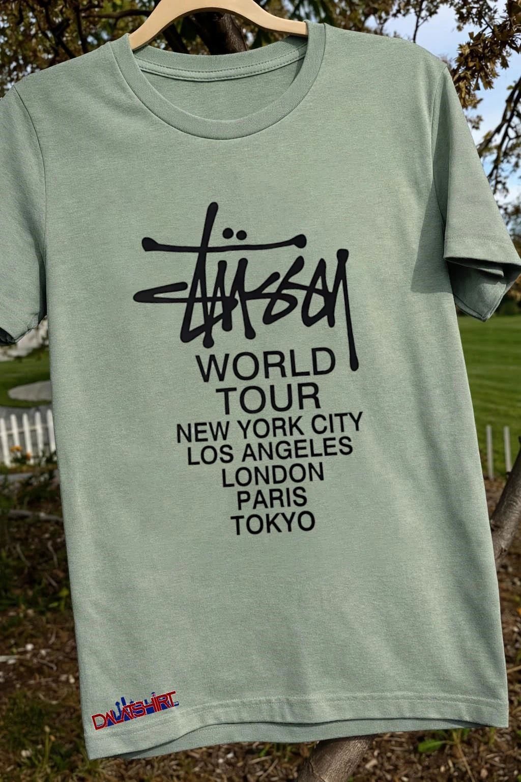 Stussy World Tour New York City Los Angeles London Paris Tokyo shirt