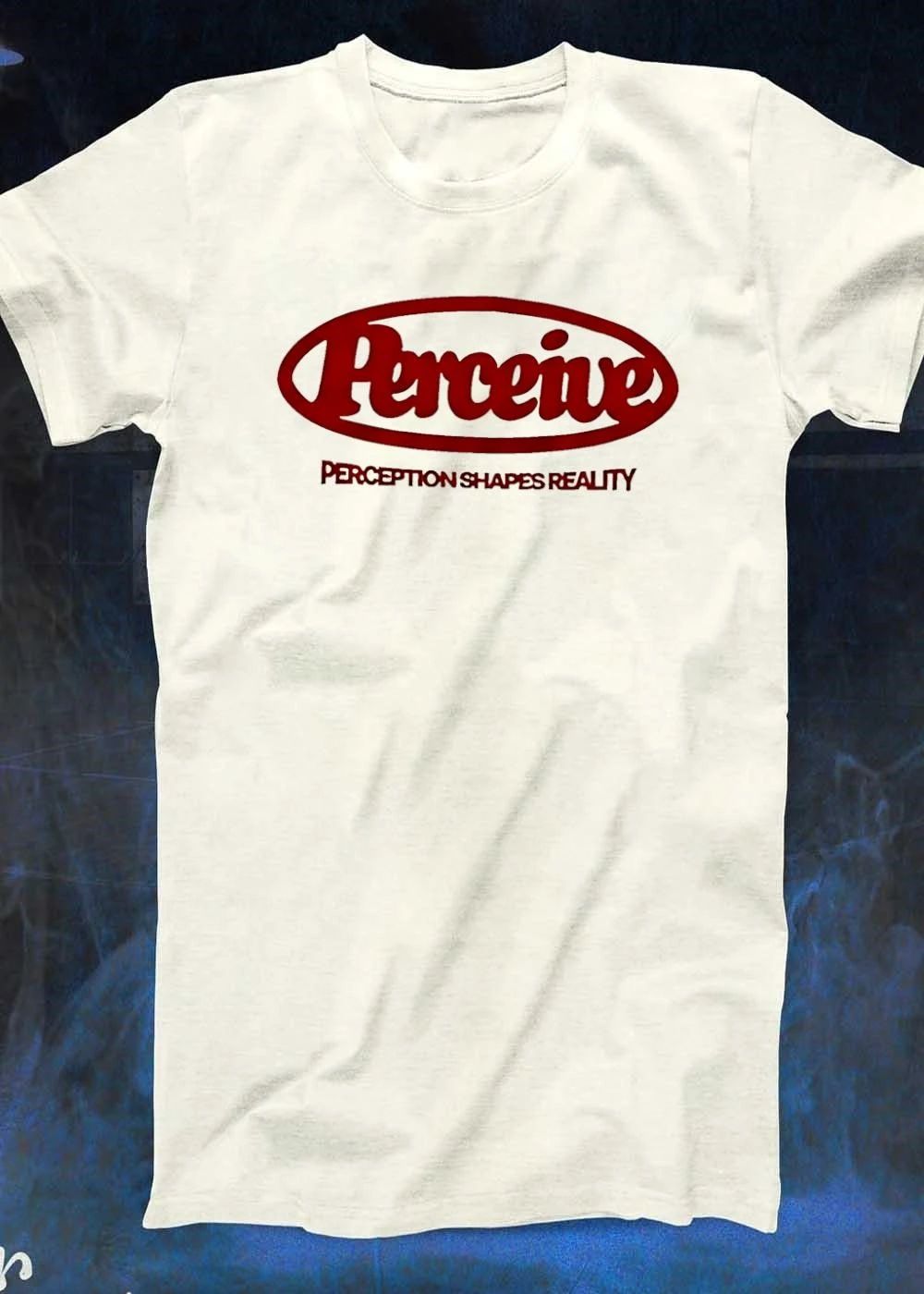 Perceive Red Oval Logo Perception Shapes Reality Slogan Shirt