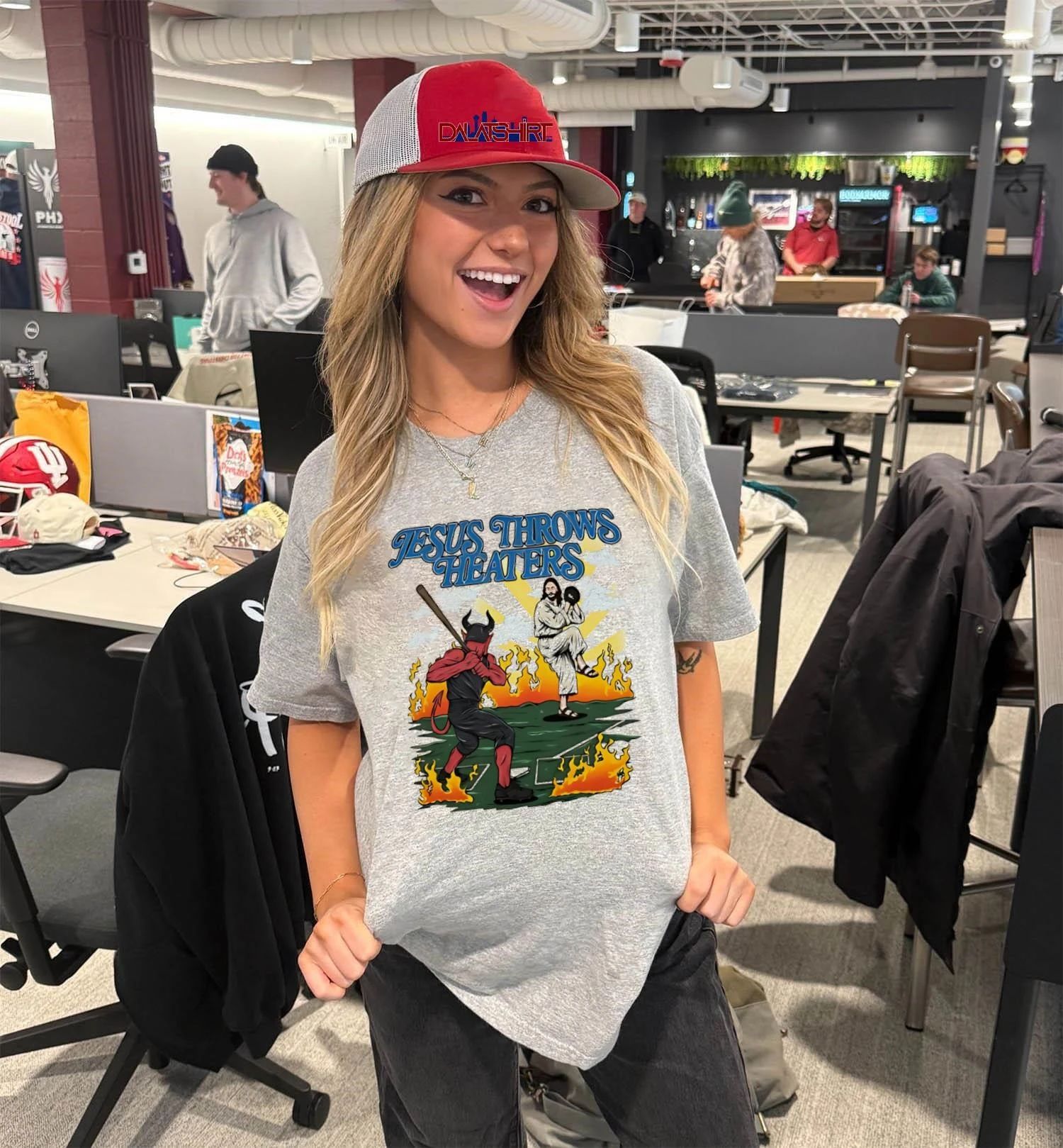 Jesus Throws Heaters Pitching Baseball Against Devil In Flames shirt