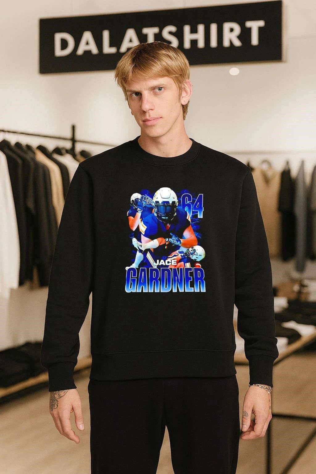 Jace Gardner 64 Football Player Lightning T-Shirt
