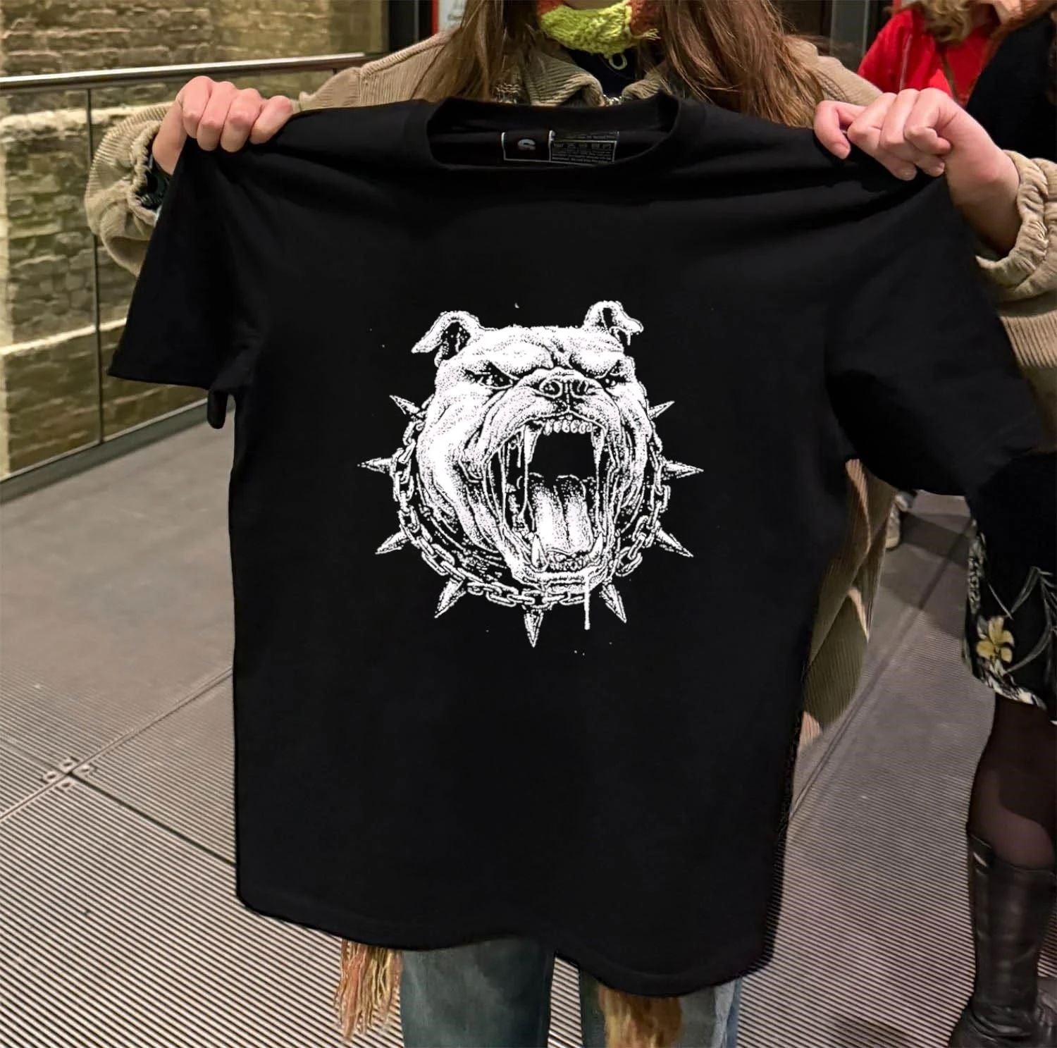 Aggressive Bulldog Head Spiked Collar shirt