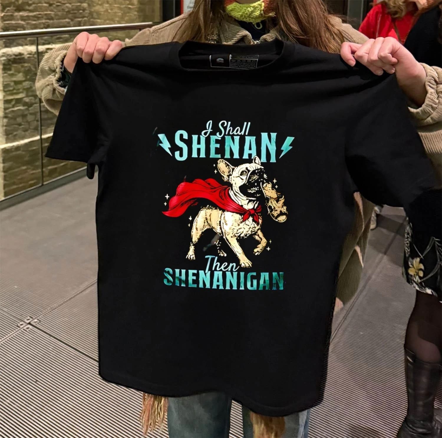 I Shall Shenan Then Shenanigan French Bulldog With Red Cape Superhero shirt