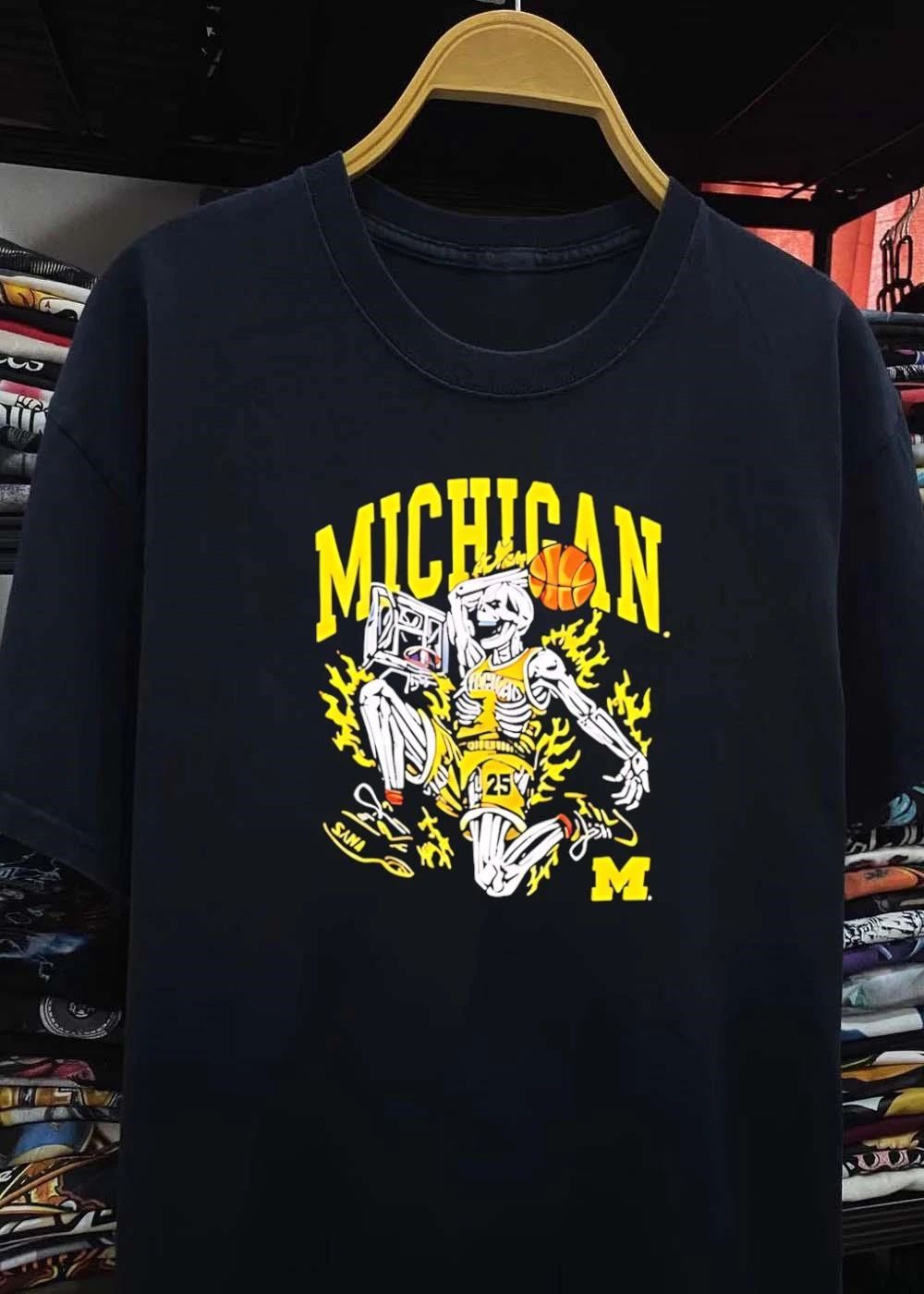 Michigan Wolverines men’s basketball skeleton 25 player shirt