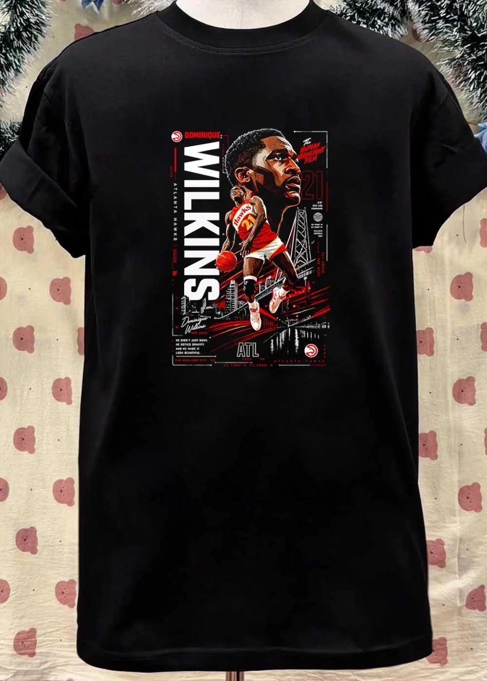 Dominique Wilkins The Human Highlight Film Atlanta Hawks 21 Basketball Poster shirt