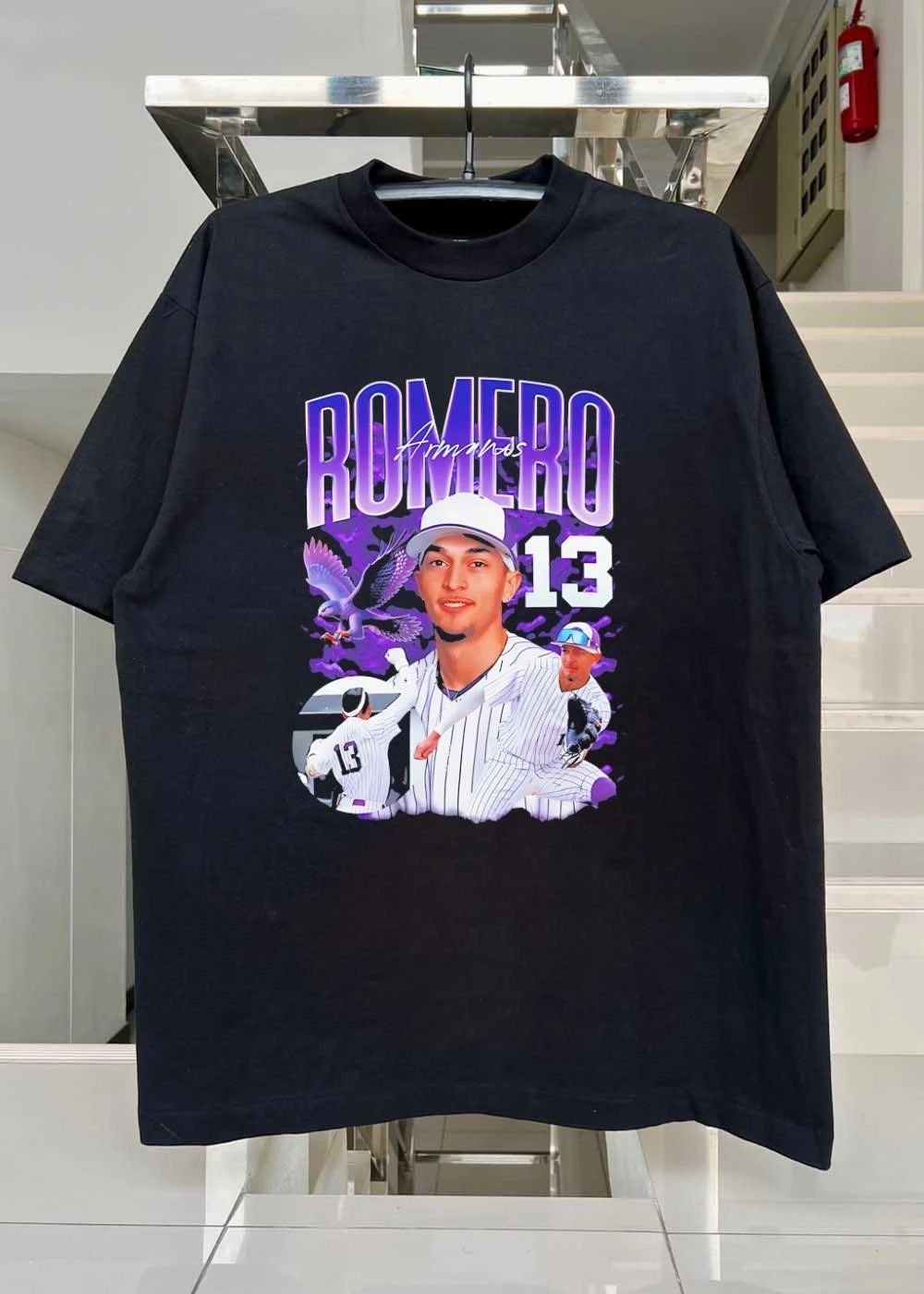 Romero Armanos 13 Baseball Player Eagle T-Shirt