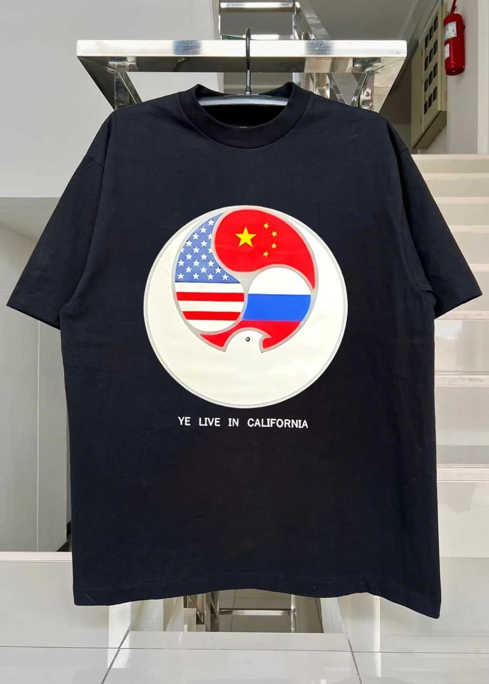 Ye Live in California US China Russia Flags New Global Order Shirt