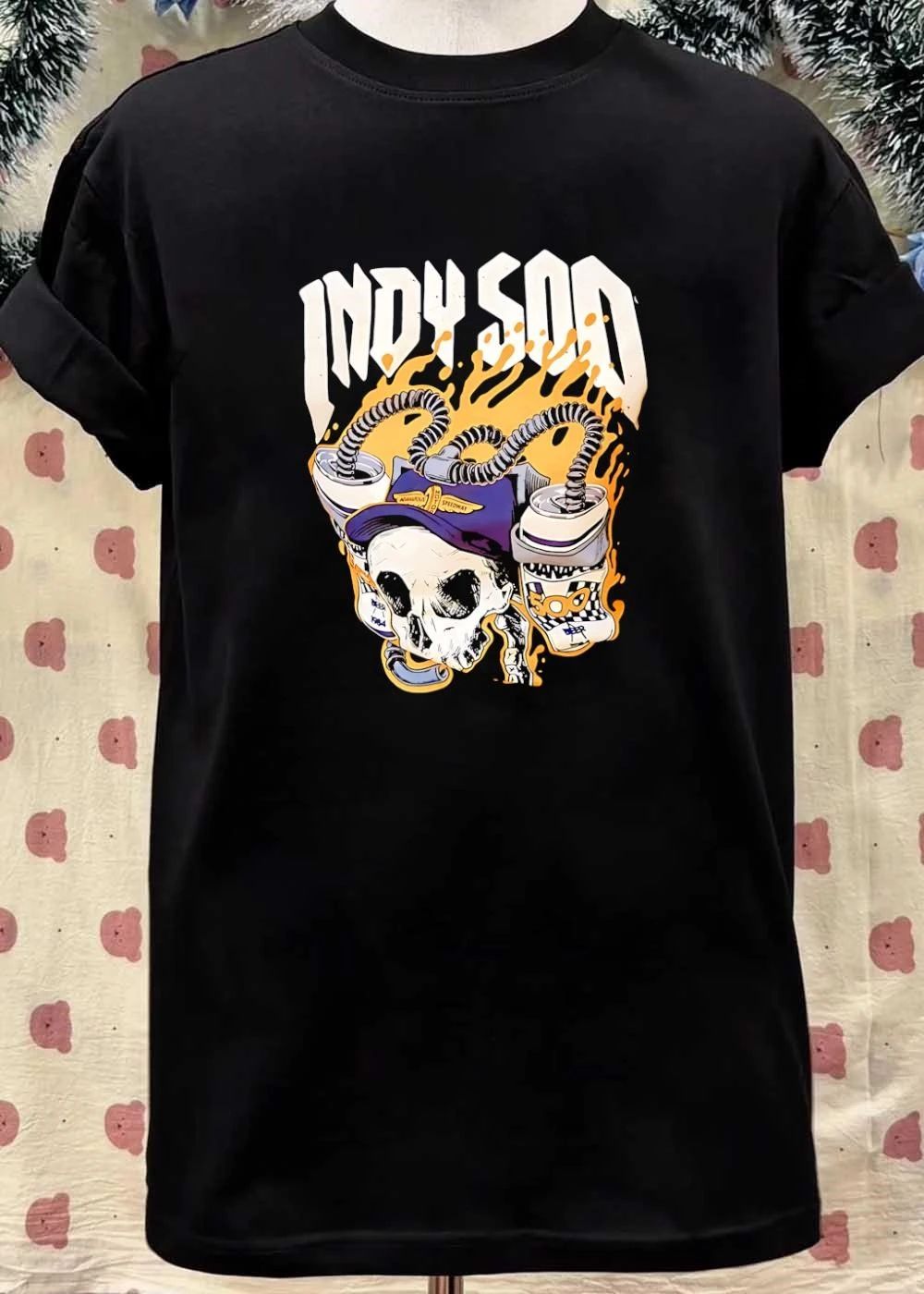 Indy 500 Skull Wearing Cap Drinking Beer shirt