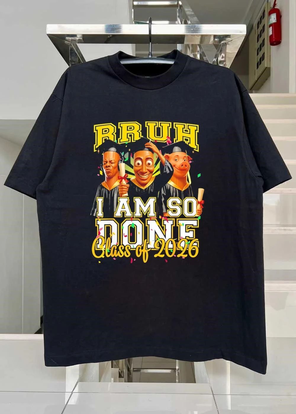 Bruh I Am So Done Class of 2026 Funny Cartoon Graduates T-Shirt