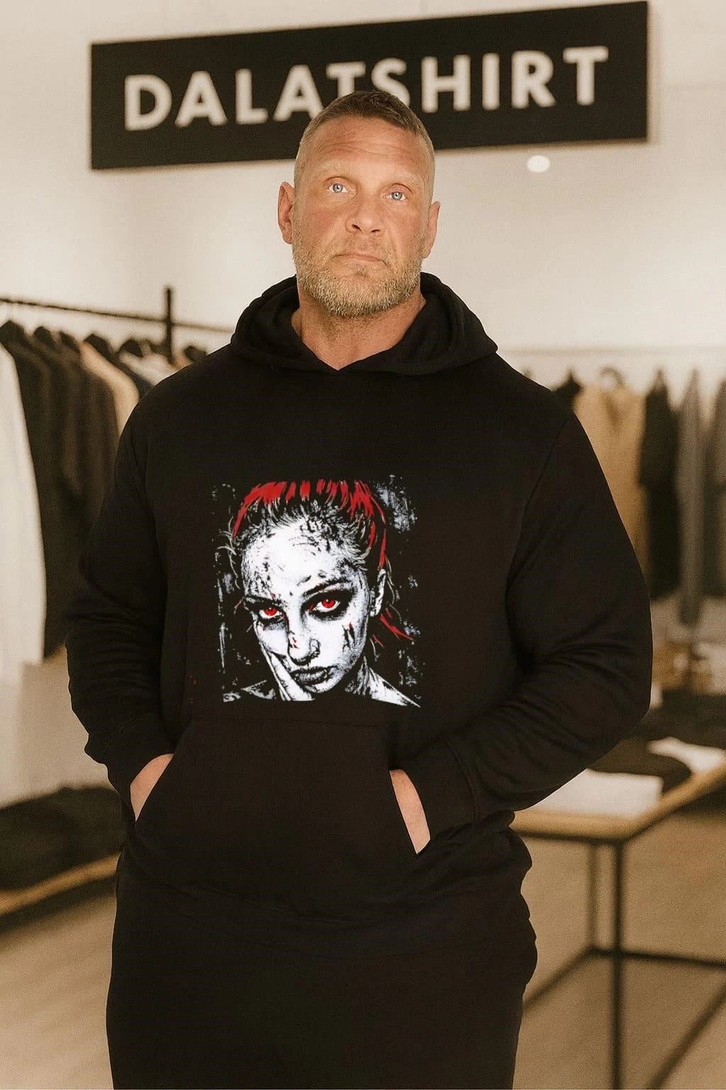 Red Eyed Girl Horror Gothic Portrait Artistic Graphic shirt
