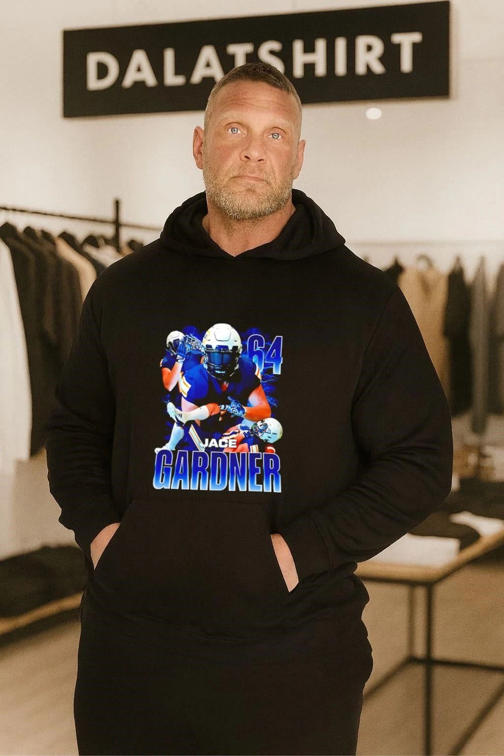 Jace Gardner 64 Football Player Lightning T-Shirt
