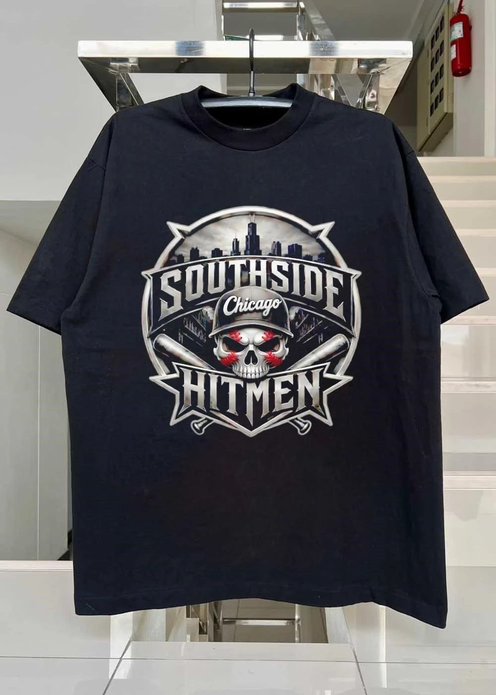 Southside Chicago Hitmen Skull Baseball Bats City Skyline shirt