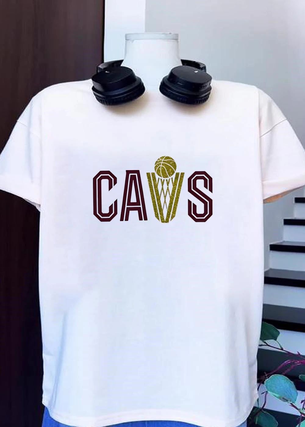 CAVS Basketball Gold Glitter Trophy Net shirt