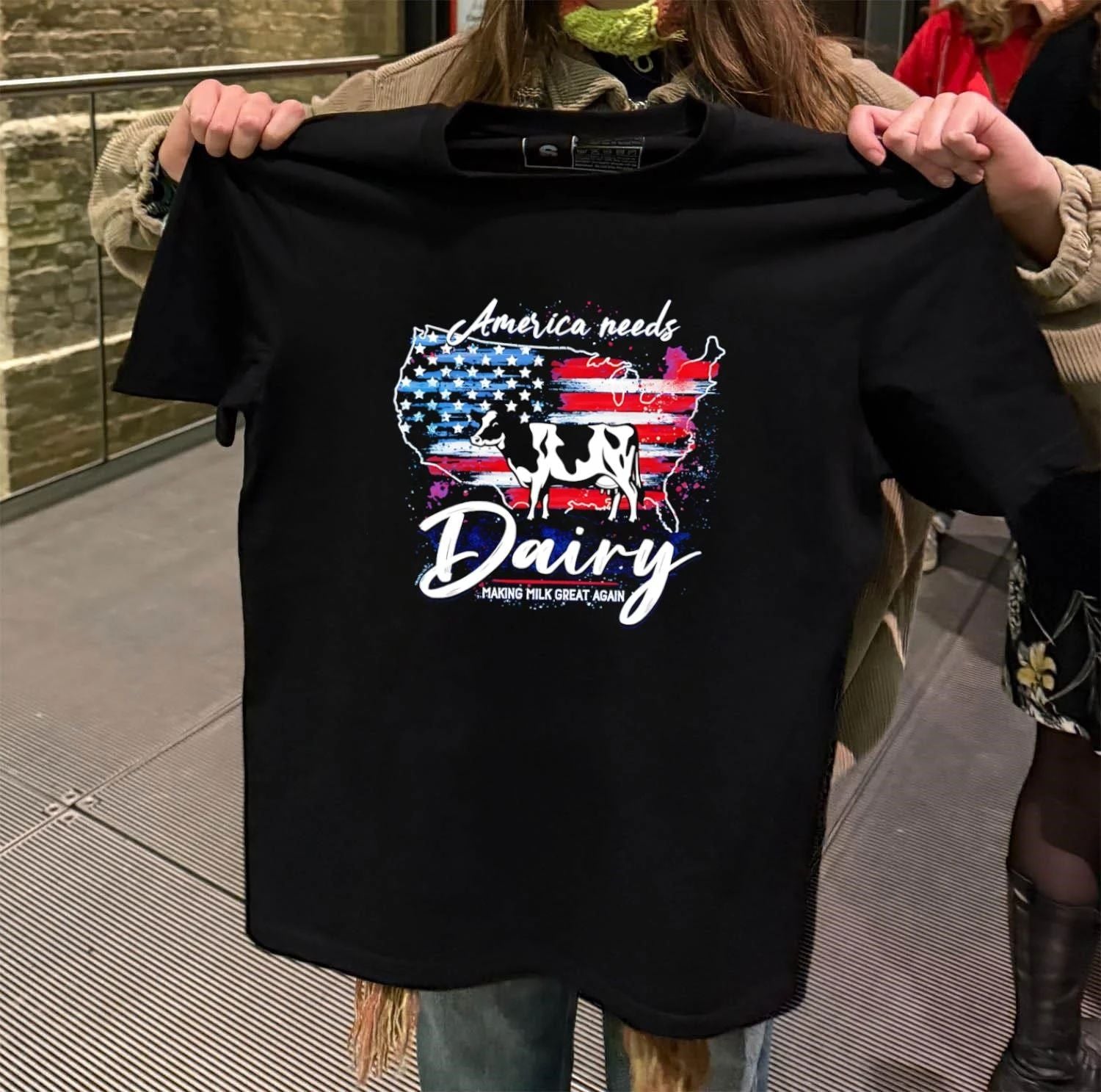 America Needs Dairy Making Milk Great Again Cow Flag shirt