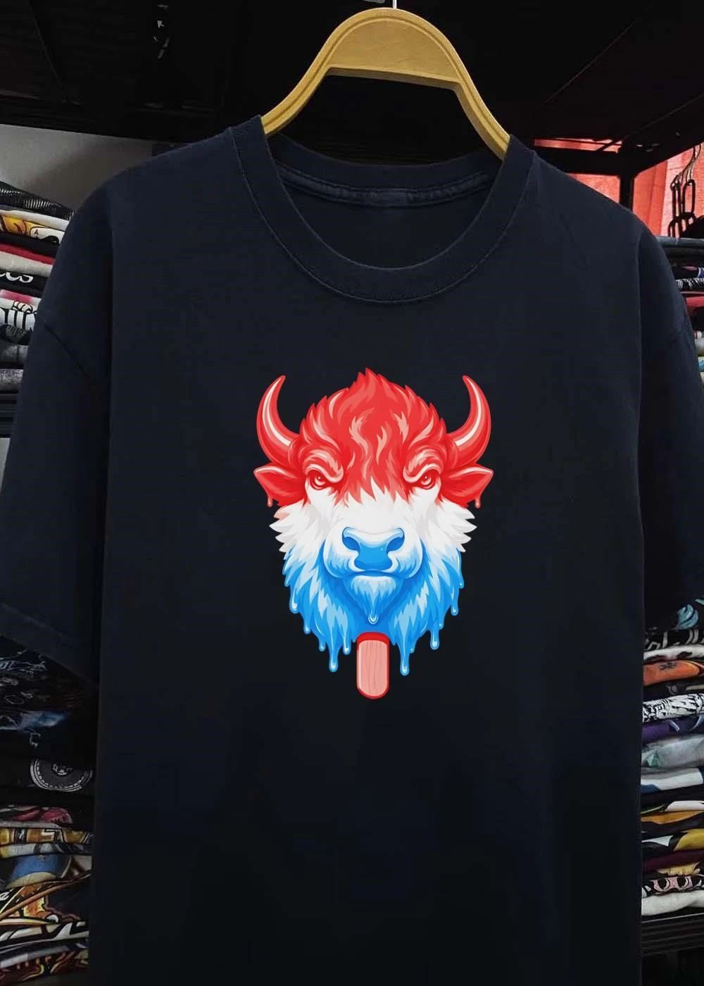 Red White Blue Melting Buffalo Popsicle T-Shirt