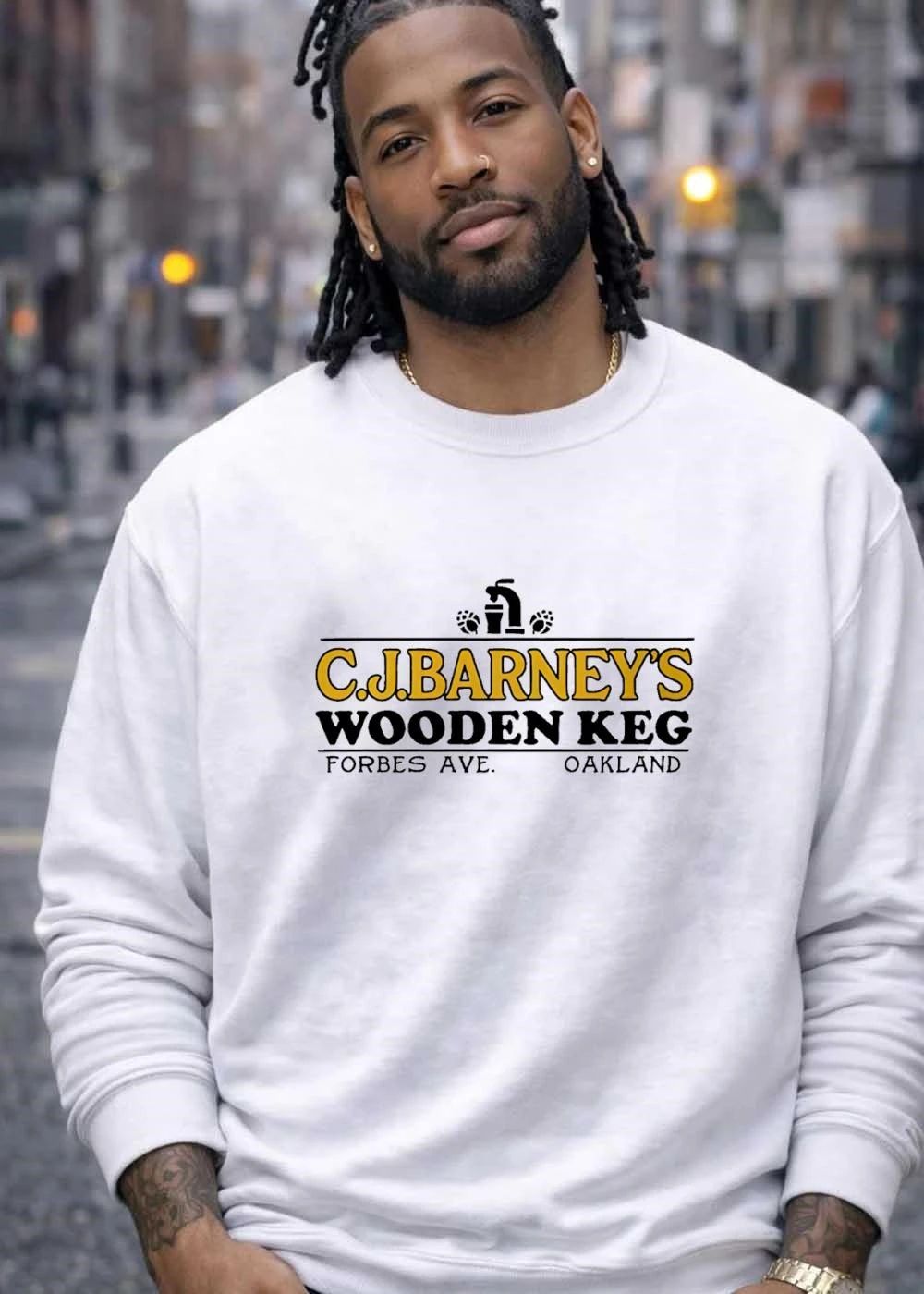C.J.Barney’s Wooden Keg Forbes Ave Oakland shirt