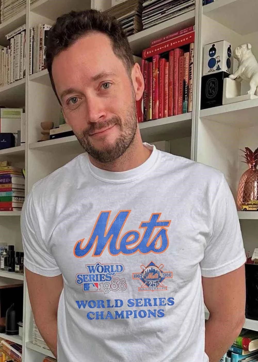 Distressed Mets Logo 1986 World Series Champions 25th Anniversary T-Shirt