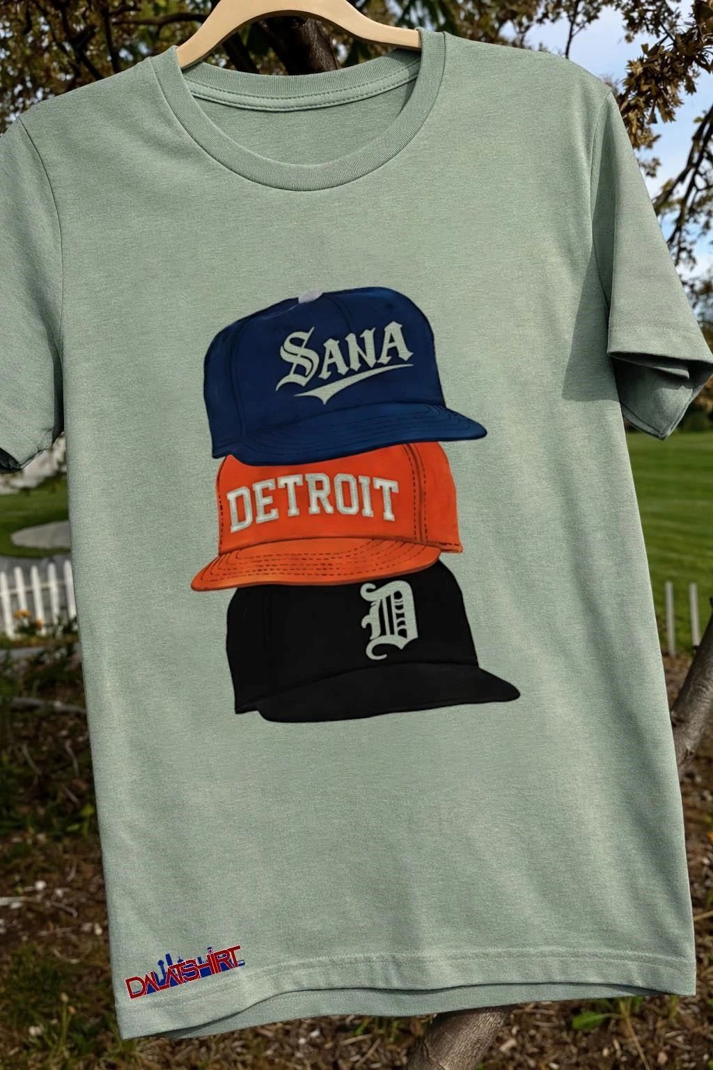 Sana Detroit D Old English Font Stacked Baseball Hats shirt
