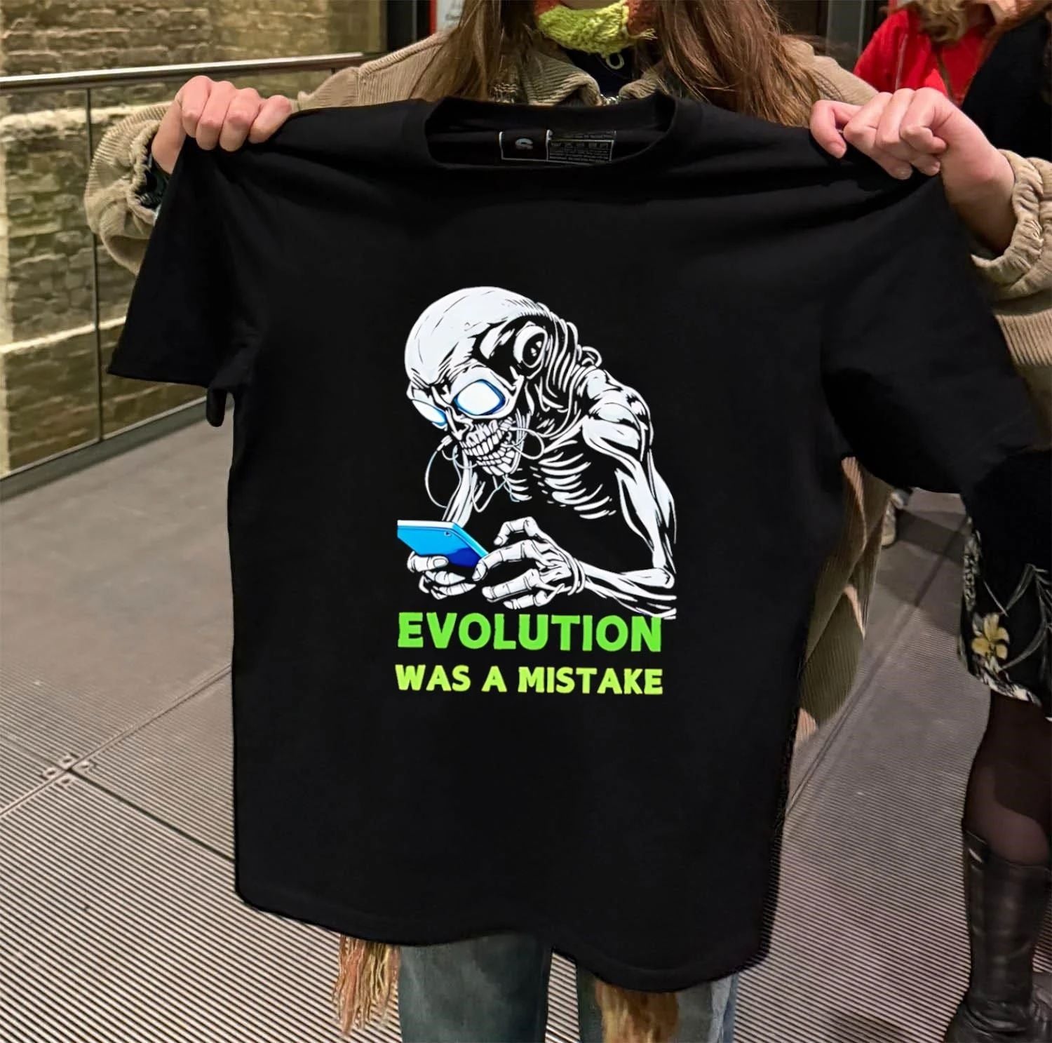 Evolution Was A Mistake Skeleton Zombie shirt
