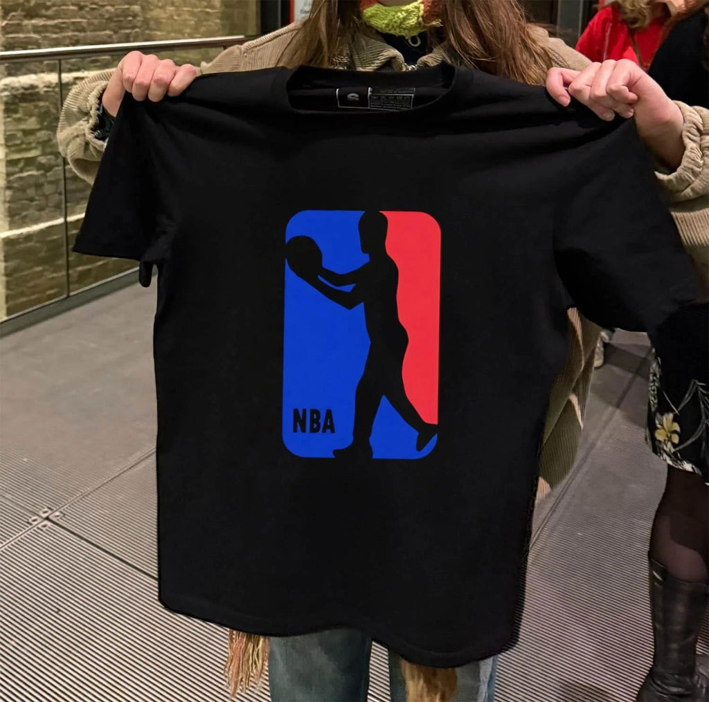 NBA Basketball Player Silhouette Blue Red shirt